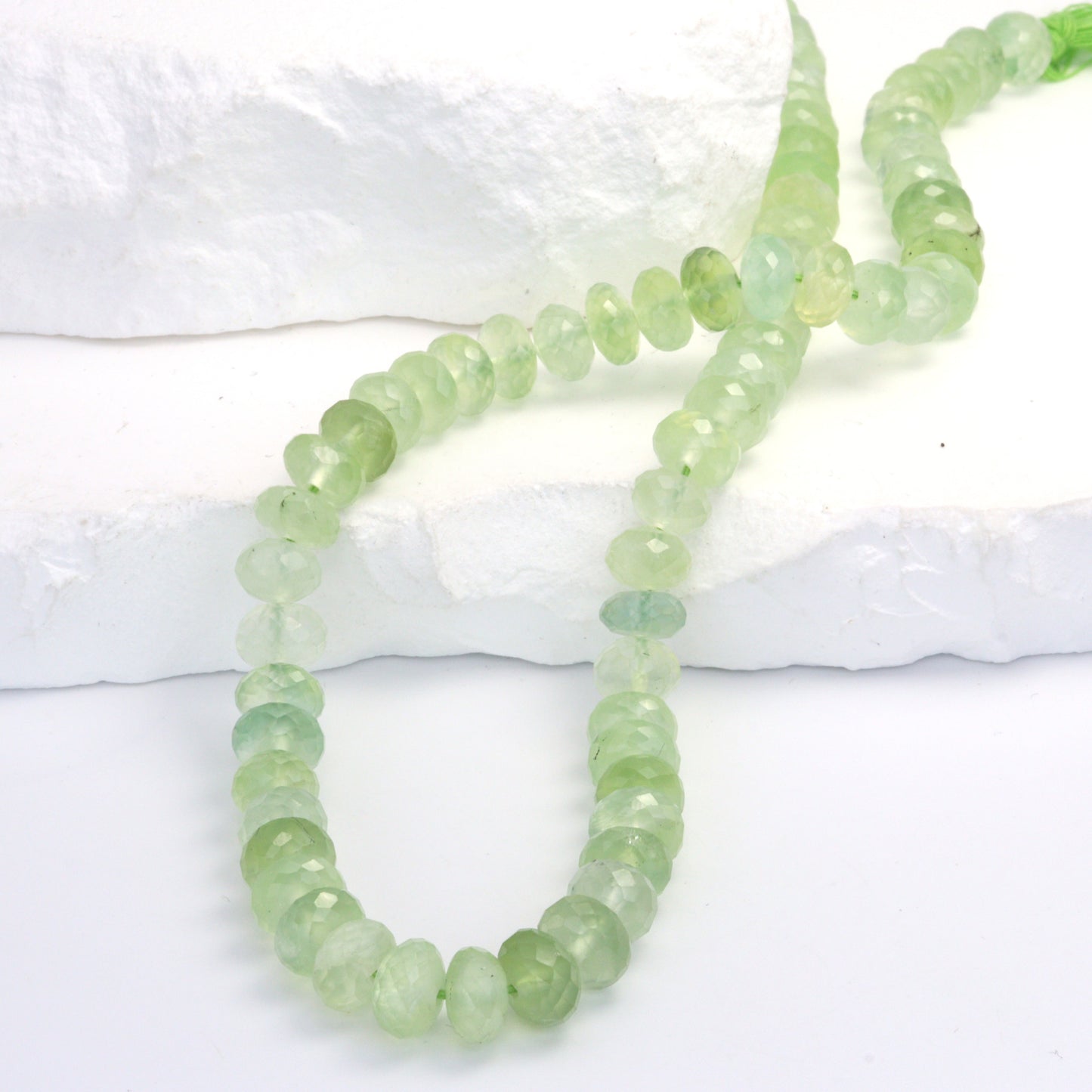 Green Prehnite 8mm Faceted Rondelles