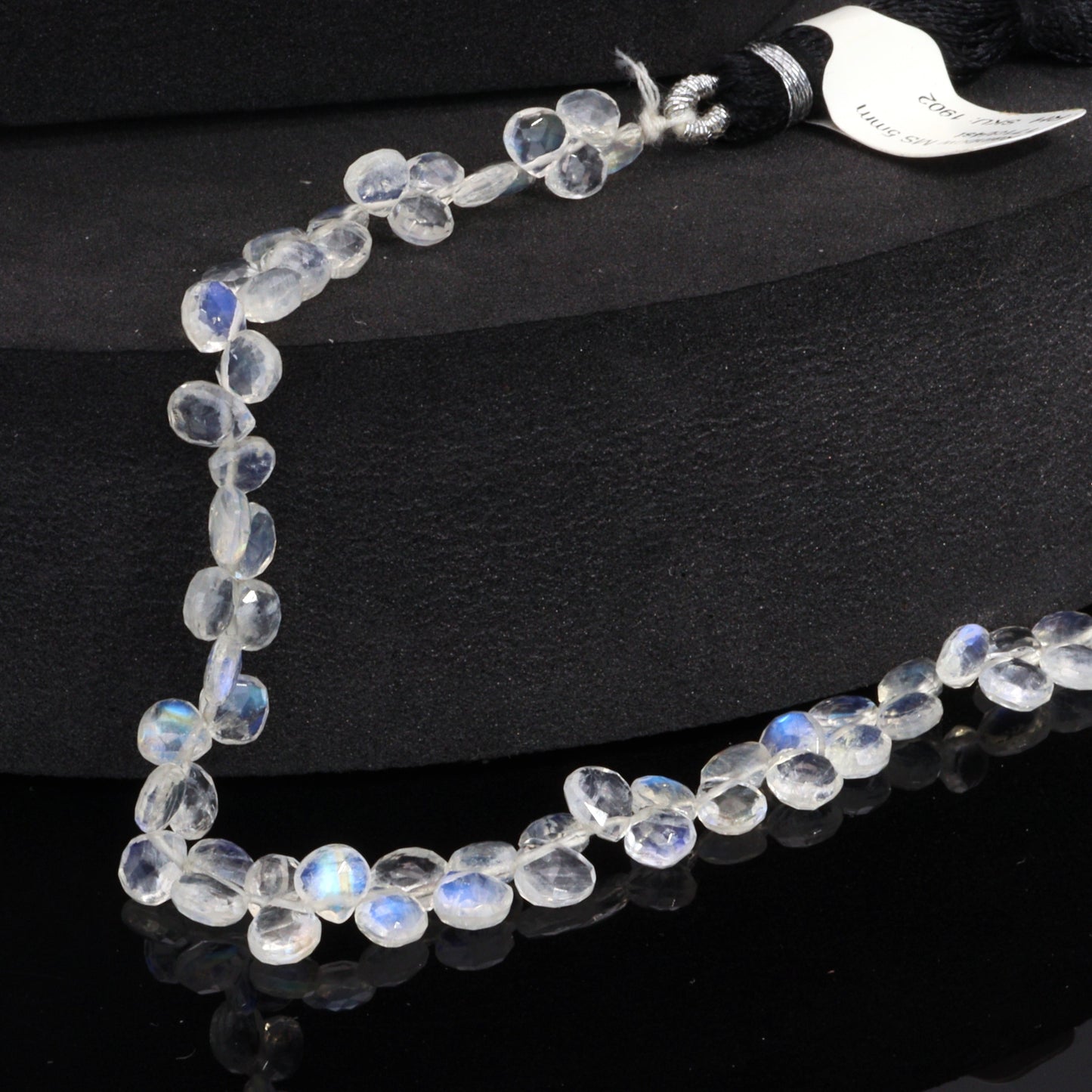 AA Blue Rainbow Moonstone 5mm Faceted Heart Shaped Briolettes Bead Strand