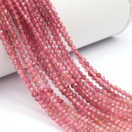 Ombre Pink Tourmaline 2.5mm Faceted Rounds Bead Strand