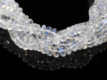 AAA Blue Rainbow Moonstone 5mm Smooth Rondelles Bead Strand