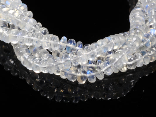AAA Blue Rainbow Moonstone 5mm Smooth Rondelles Bead Strand