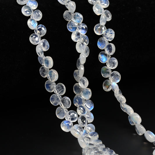 Rainbow Moonstone 5.5mm Smooth Heart Briolettes Bead Strand