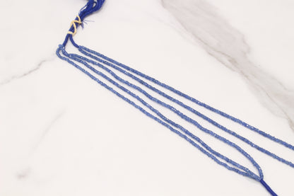 AAA Cornflower Blue Sapphire 2.5mm Hand Faceted Rondelles Bead Strand