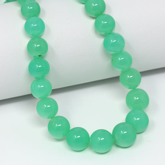 Apple Green Chrysoprase 6mm – 10mm Smooth Rounds Bead Strand
