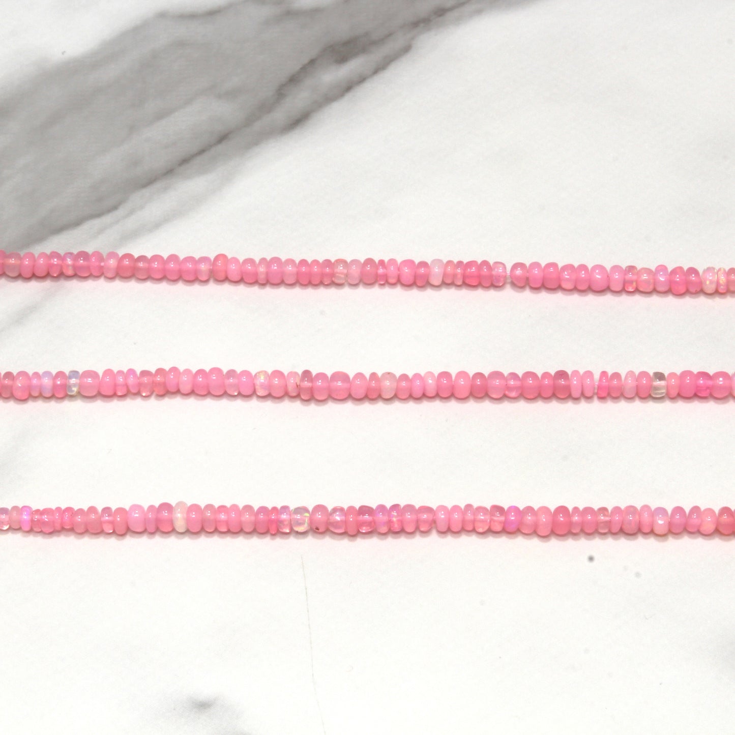 Pink Ethiopian Opal 4mm Smooth Rondelles Bead Strand