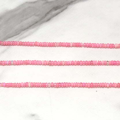 Pink Ethiopian Opal 4mm Smooth Rondelles Bead Strand