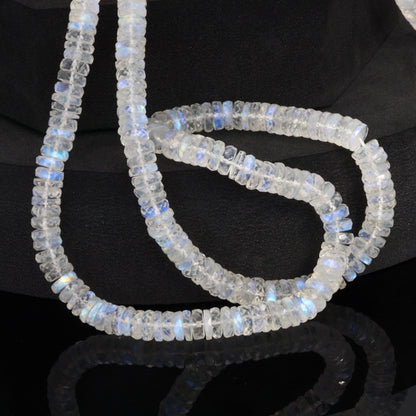 AA Blue Rainbow Moonstone 6mm Faceted Tires Bead Strand