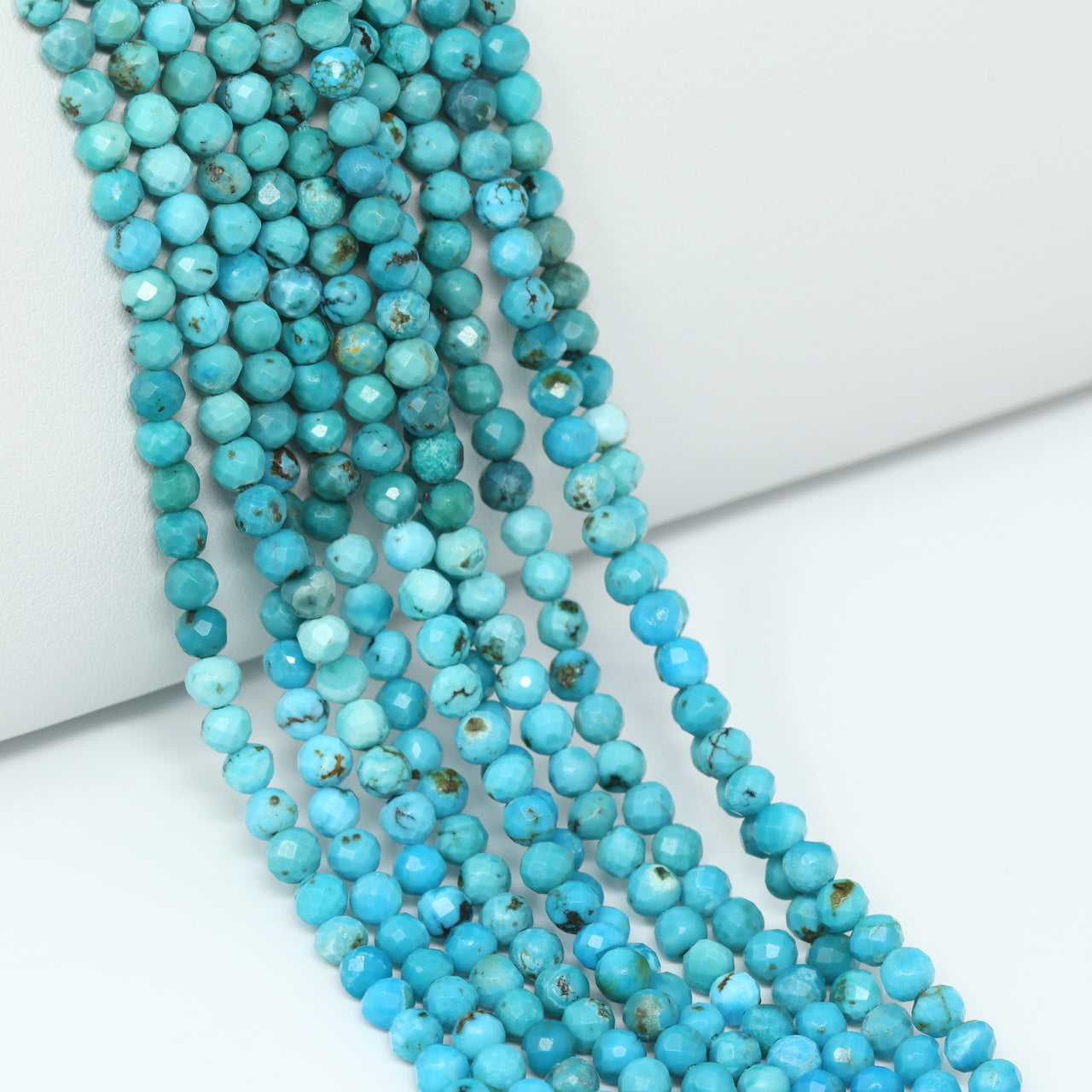 Ombre Natural Blue Turquoise 4mm Faceted Rounds Bead Strand