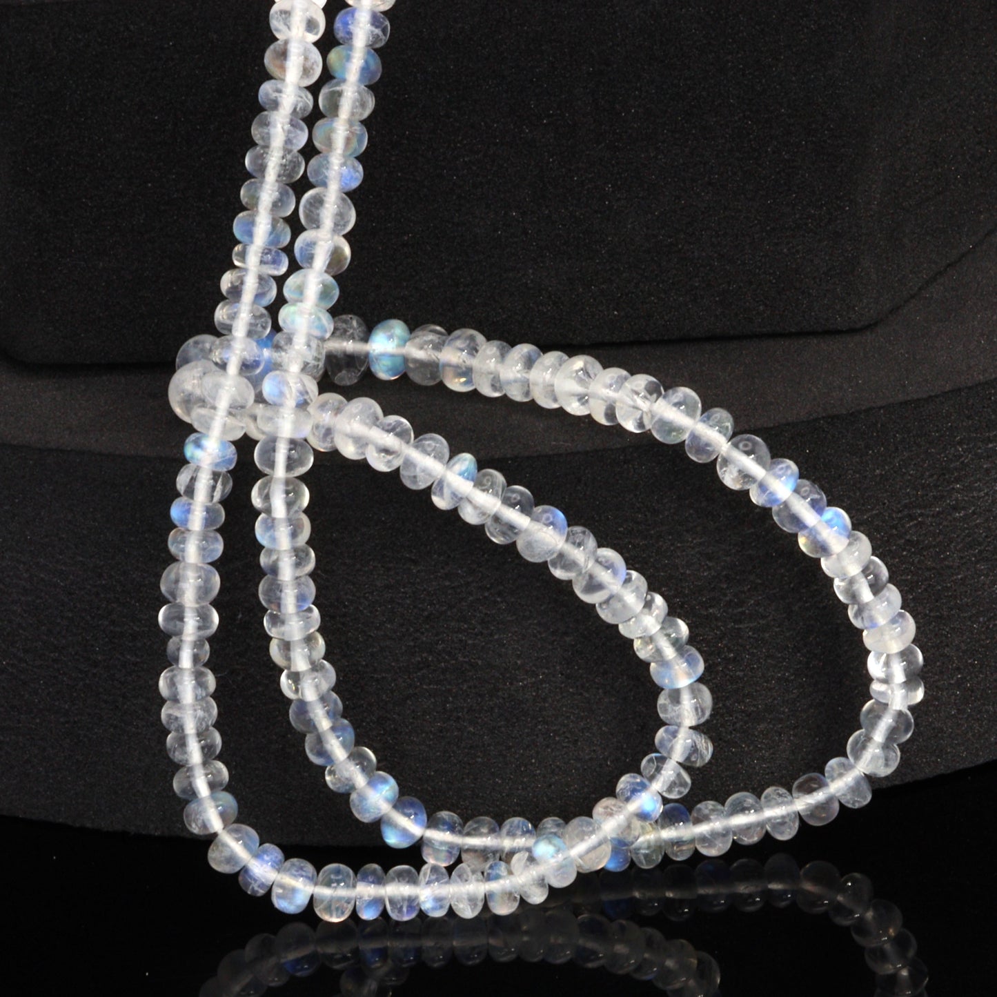 AA Blue Rainbow Moonstone 4.5mm Smooth Rondelles
