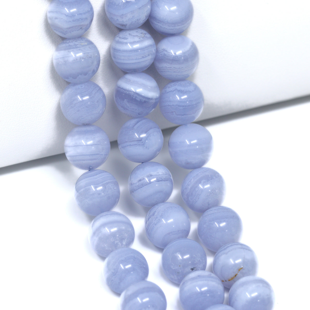 Blue Lace Agate 10mm Smooth Rounds Bead Strand