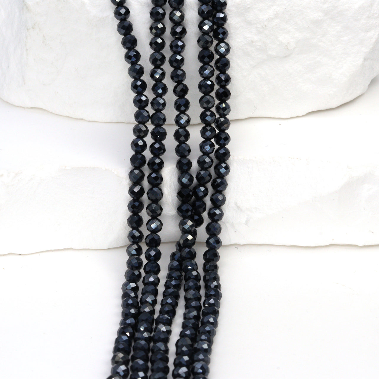 Coated Black Spinel 3mm Faceted Rounds