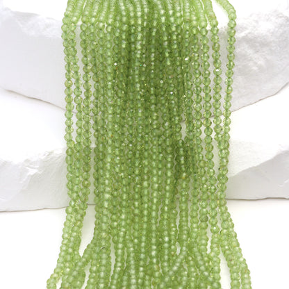 Green Peridot 2.5mm Faceted Rounds Bead Strand