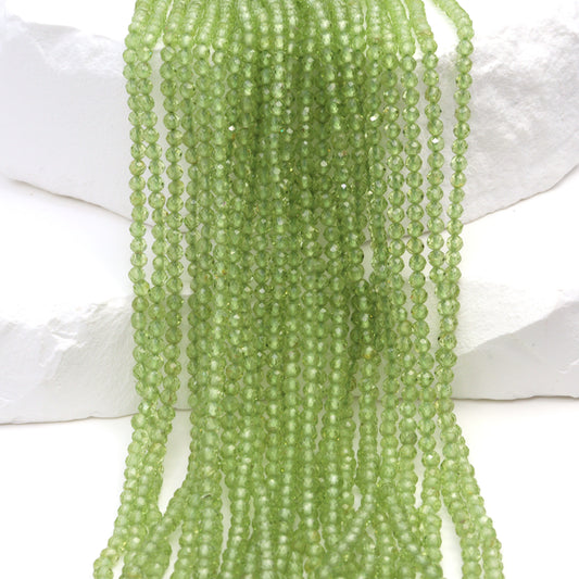 Green Peridot 2.5mm Faceted Rounds Bead Strand