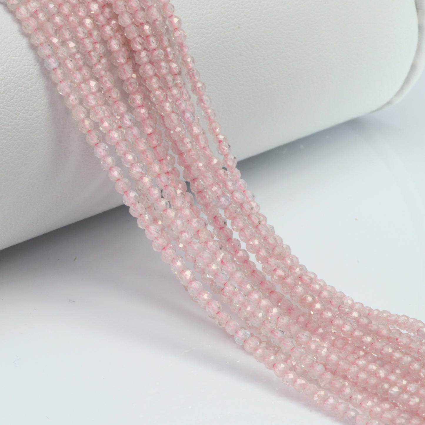 Pink Zircon 2mm Faceted Rounds Bead Strand