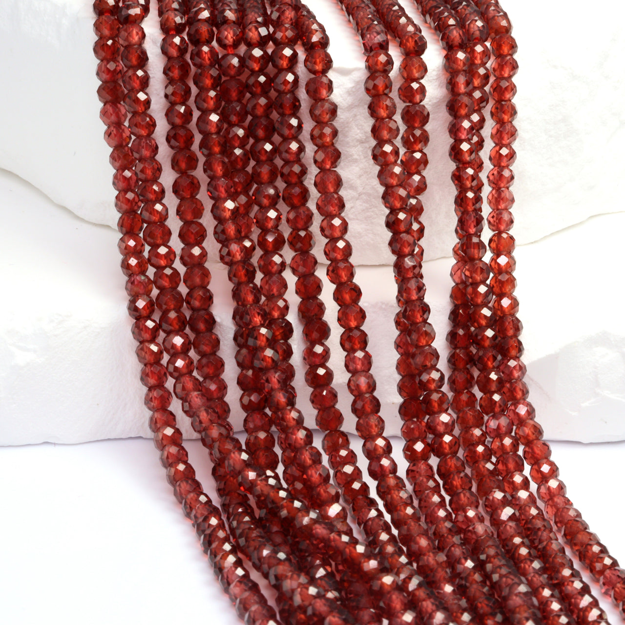 Red Garnet 3.5mm Faceted Rondelles Bead Strand