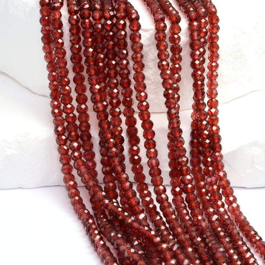Red Garnet 3.5mm Faceted Rondelles Bead Strand