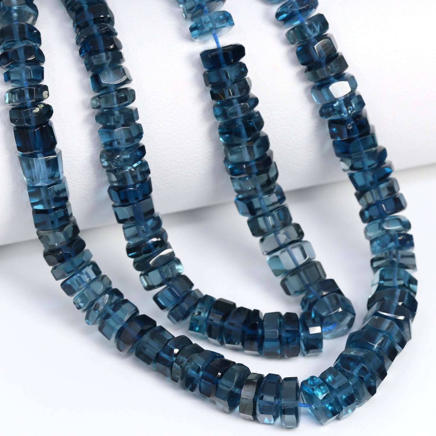 London Blue Topaz 5mm – 7mm Smooth Hexagons Bead Strand