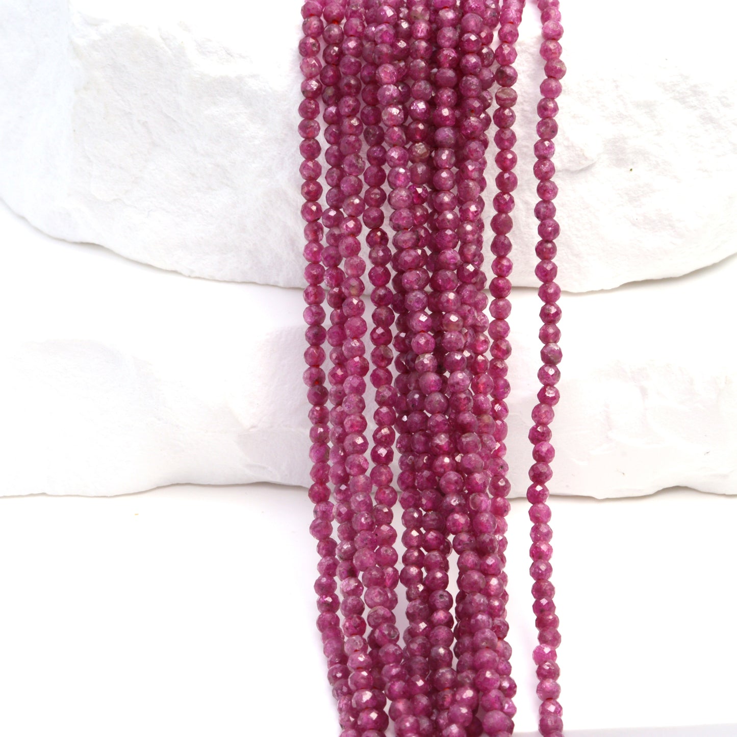 Ruby 2mm Faceted Rounds Bead Strand