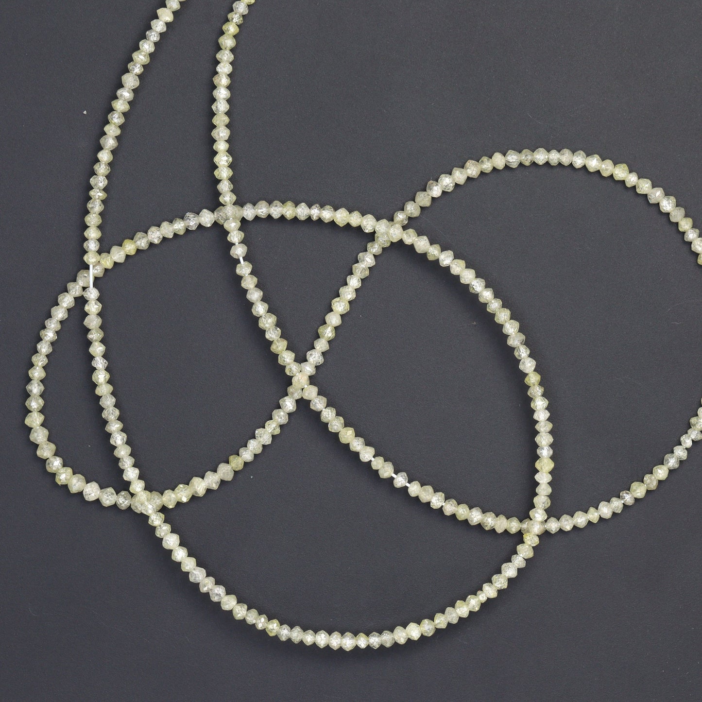 Taupe Diamond 1.9mm - 2.2mm Hand Faceted Rondelles Bead Strand