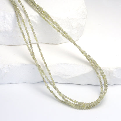 Taupe Diamond 1.9mm - 2.2mm Hand Faceted Rondelles Bead Strand
