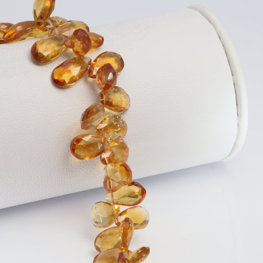 Orange Madeira Citrine 9x6mm Faceted Pear Shaped Briolettes Bead Strand