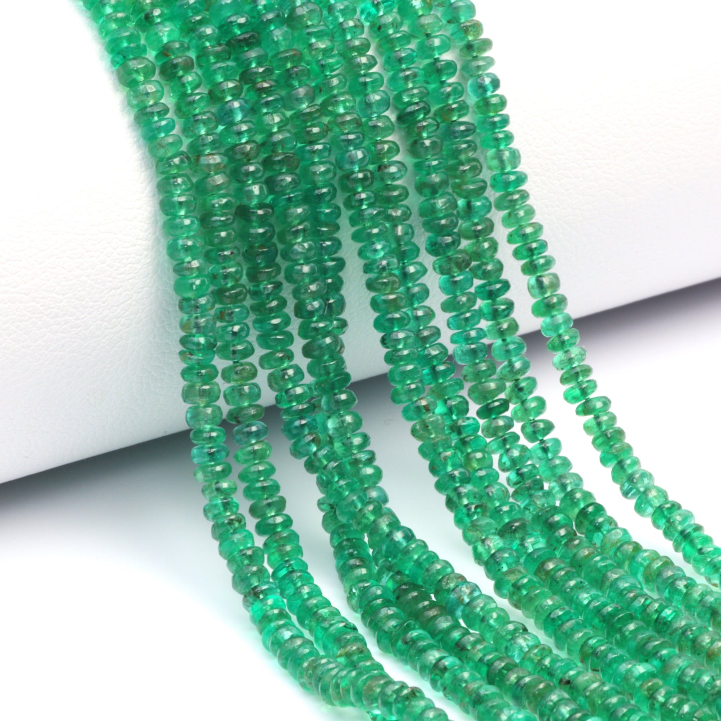 Green Emerald 2.5mm - 3.0mm Smooth Rondelles Bead Strand