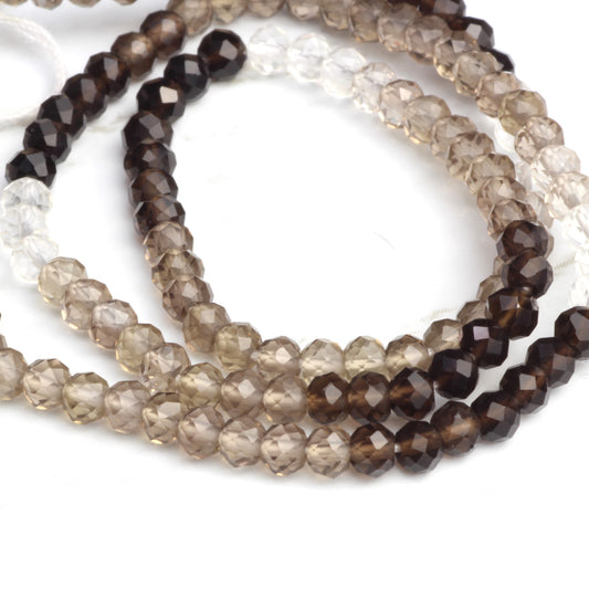 Ombre Smoky Quartz 3mm Faceted Rondelles