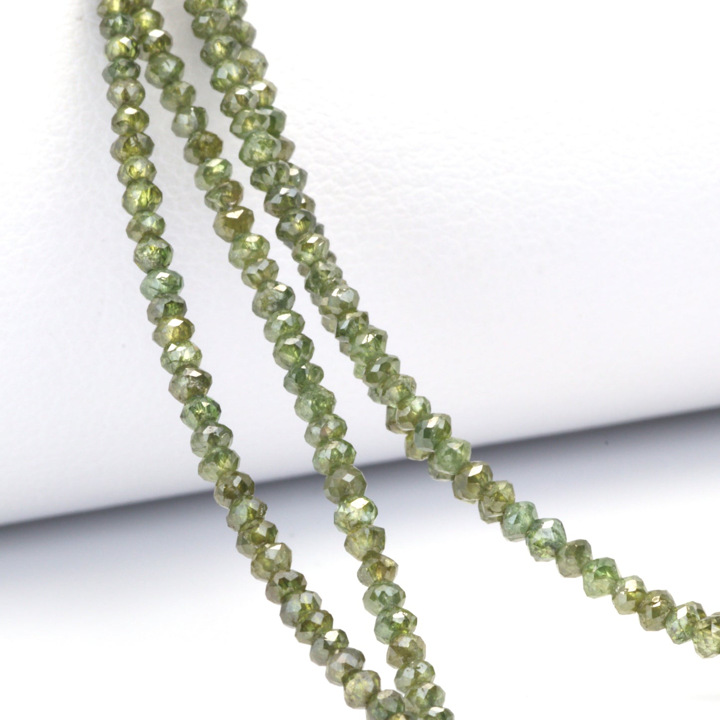 Green Diamond 1.9mm - 2.4mm Hand Faceted Rondelles Bead Strand