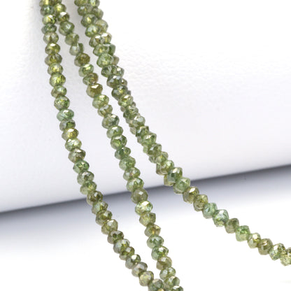Green Diamond 1.9mm - 2.4mm Hand Faceted Rondelles Bead Strand