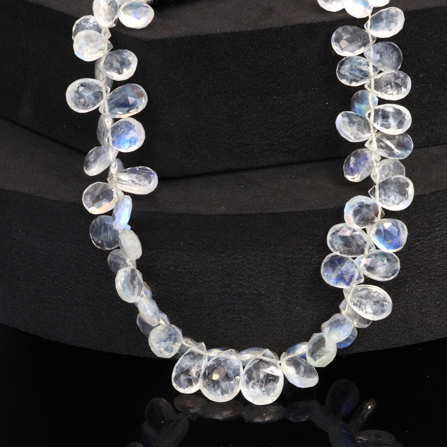 AA Blue Rainbow Moonstone 9x6mm Faceted Pear Shaped Briolettes