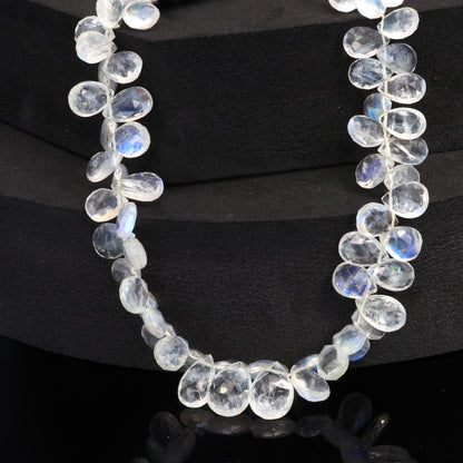 AA Blue Rainbow Moonstone 9x6mm Faceted Pear Shaped Briolettes