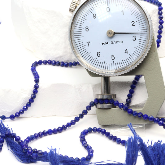 Royal Blue Lapis Lazuli 2.5mm Faceted Rounds Bead Strand