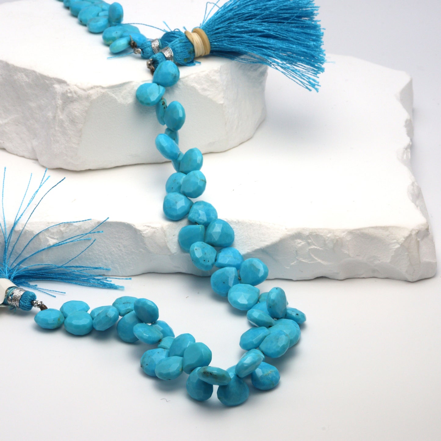 Natural Blue Turquoise 8mm Faceted Heart Shaped Briolettes