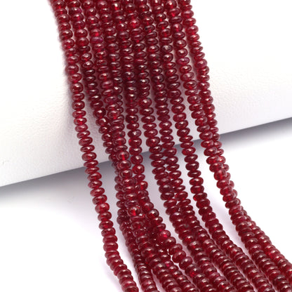 Red Ruby 3mm Smooth Rondelles Bead Strand