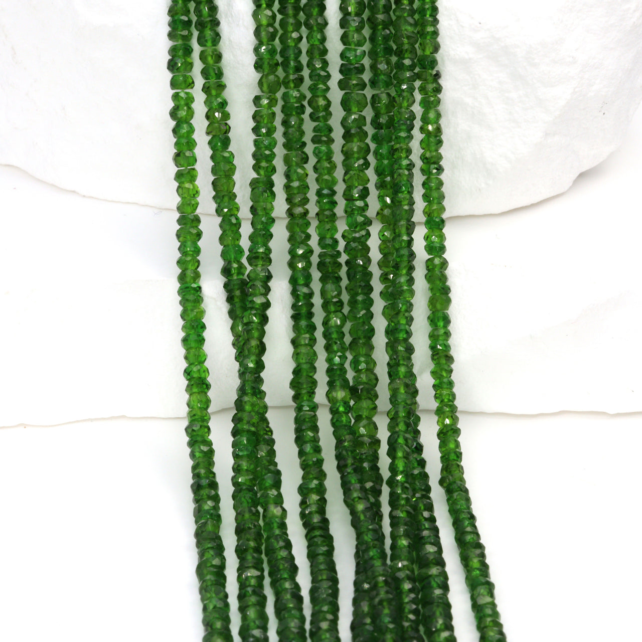 Green Chrome Diopside 3mm Faceted Rondelles