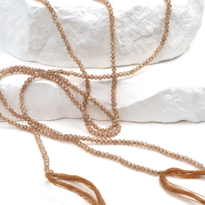 Brown Zircon 2mm Faceted Rounds Bead Strand