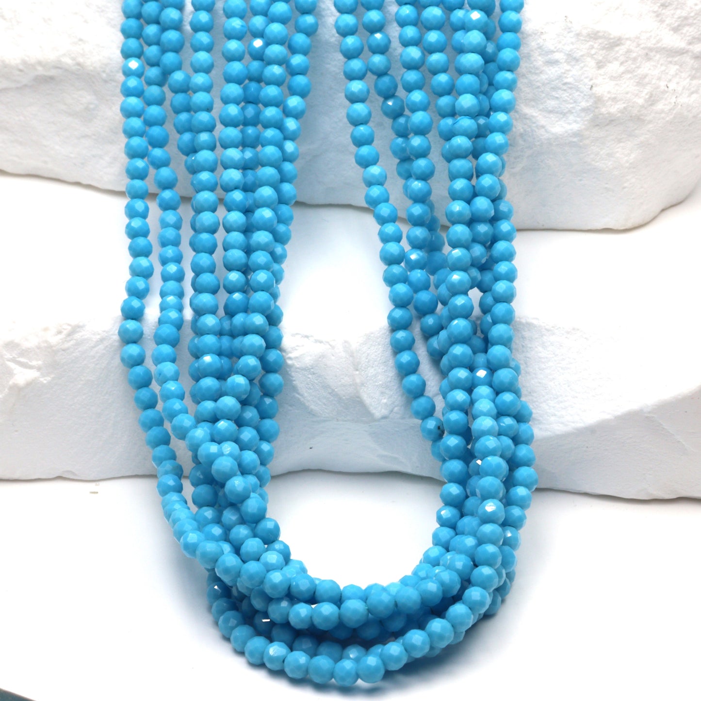 Blue Turquoise (R) 2.5mm Faceted Rounds Bead Strand