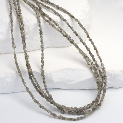 Gray Diamond 3x2mm - 4x3mm Faceted Chips Bead Strand