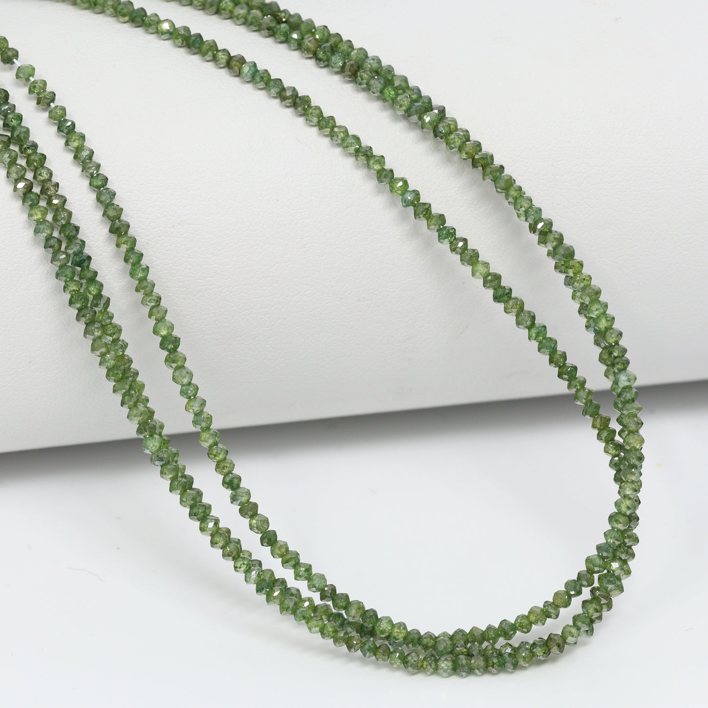 Green Diamond 2.2mm Hand Faceted Rondelles Bead Strand