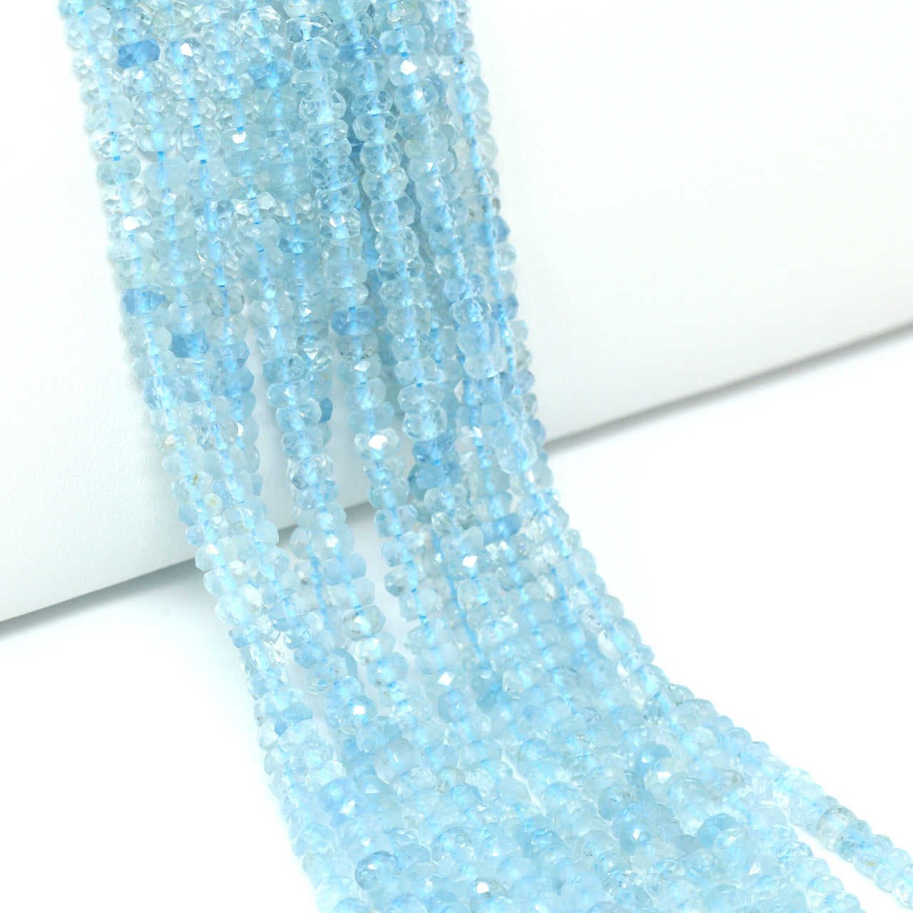 Blue Aquamarine 4.5mm Faceted Rondelles Bead Strand