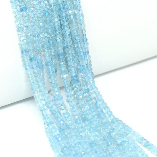 Blue Aquamarine 4.5mm Faceted Rondelles Bead Strand
