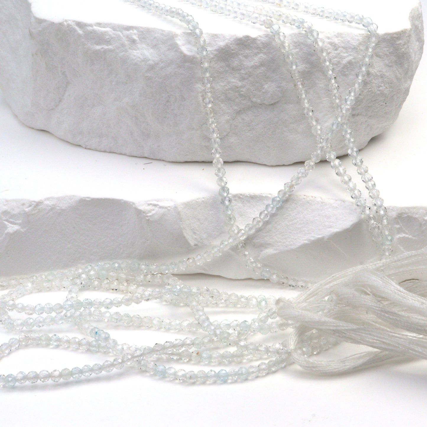 White Topaz 2mm Faceted Rounds Bead Strand