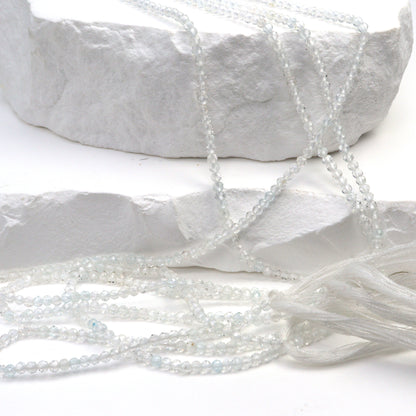 White Topaz 2mm Faceted Rounds Bead Strand