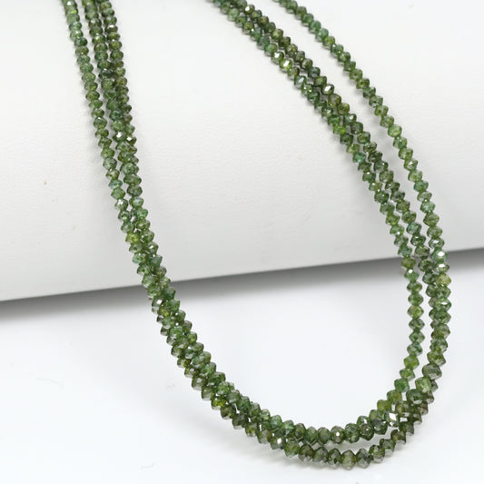 Green Diamond 1.6mm – 2.8mm Hand Faceted Rondelles Bead Strand