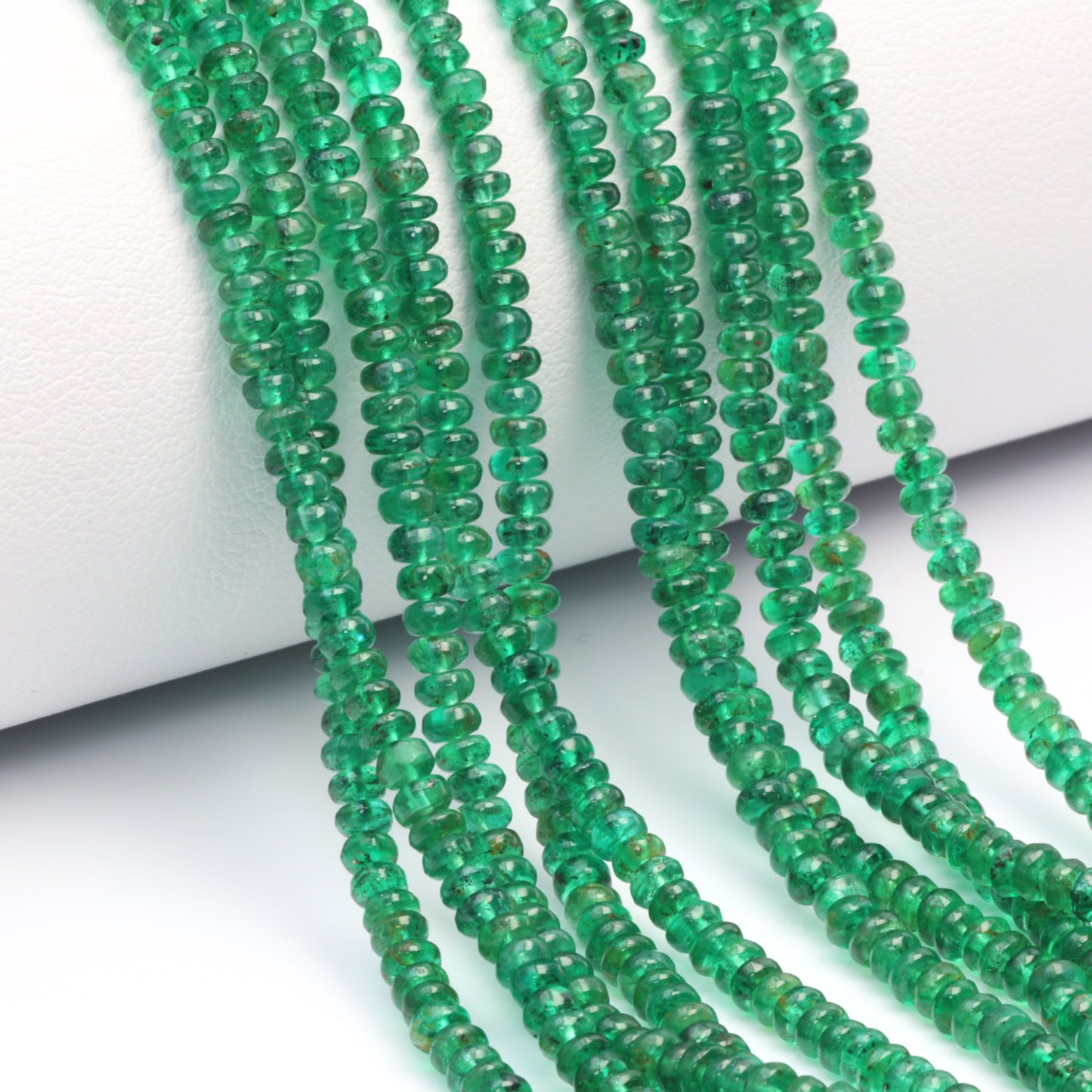 Green Emerald 2.5mm - 3mm Smooth Rondelles Bead Strand