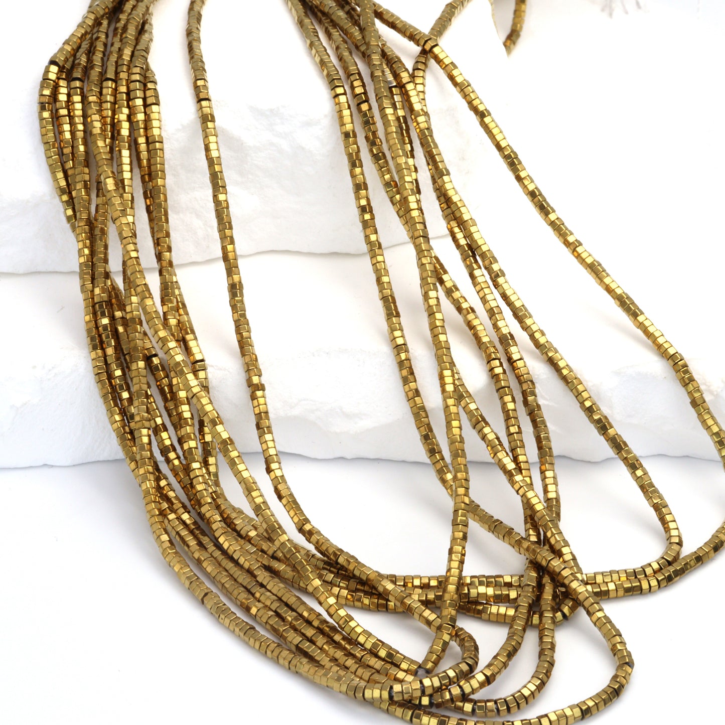 Golden Hematite 2mm Hexagons Bead Strand