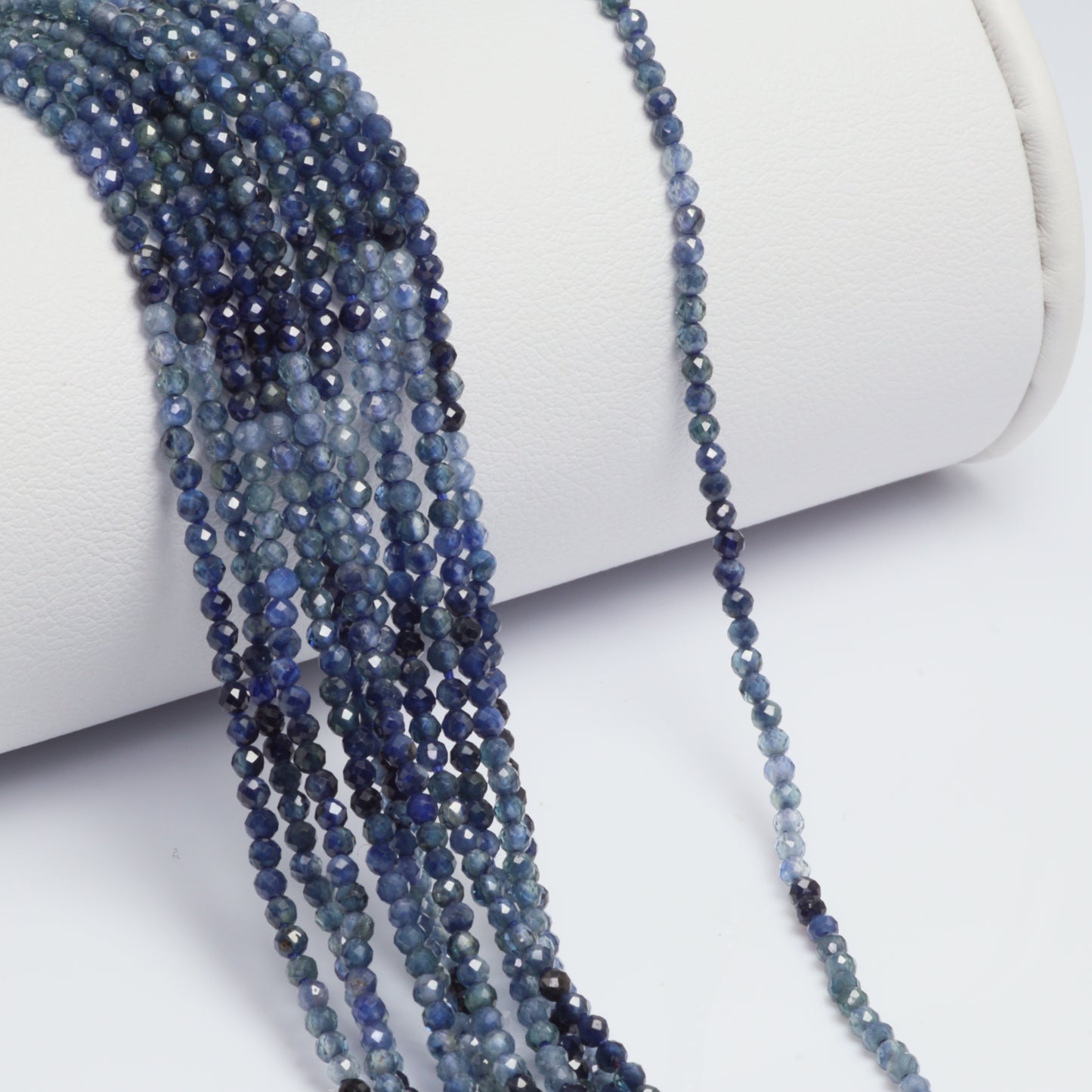 Ombre Blue Sapphire 2mm Faceted Rounds Bead Strand
