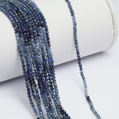 Ombre Blue Sapphire 2mm Faceted Rounds Bead Strand
