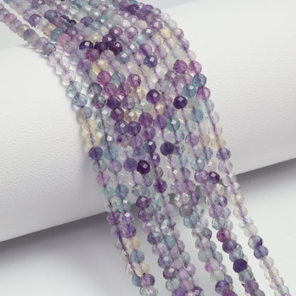 Purple Fluorite 3mm Faceted Rounds Bead Strand