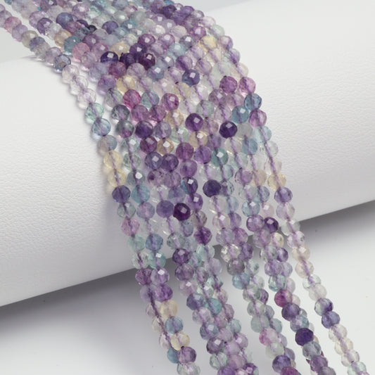 Purple Fluorite 3mm Faceted Rounds Bead Strand